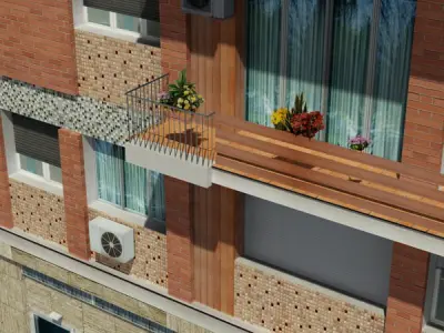 Building apartment Low-poly 3D model