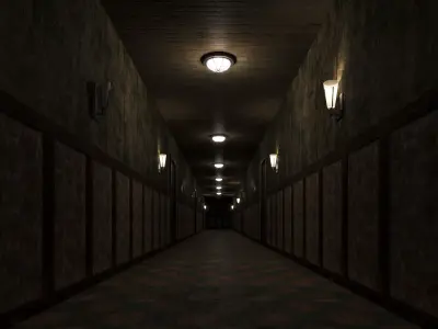 old dark scary corridor 05 Low-poly 3D model