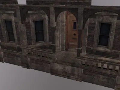 Residential facade kit Low-poly 3D model