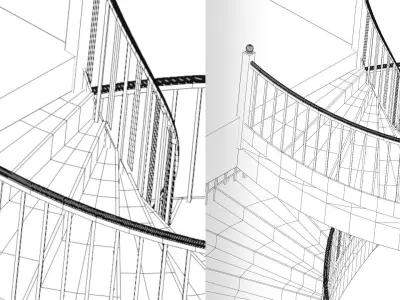 Spiral Staircase with NPR Textures 3D model