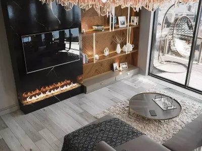 Living Room and Kitchen 3D model