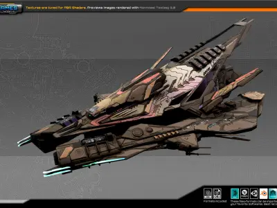 SF Alien ComanderShip A4 Low-poly 3D model