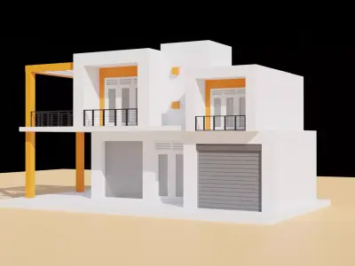 Free House Design Lowpoly Free low-poly 3D model