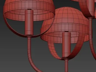 Wide Aged Brass 5 Light Chandelier 3D model