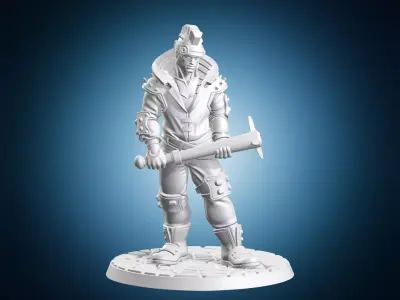 Cyberpunk Street Punk Miniature With Bat 3D print model