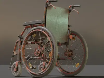 Wheelchair Low-Poly Rusty Version Low-poly 3D model