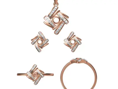 Light wt Ring Earrings Pendant set 3dm stl 1-render details 3D print model 14