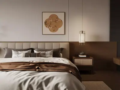 Warm Japandi Master Bedroom 3D model