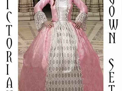 Victorian Gown Set 3D model