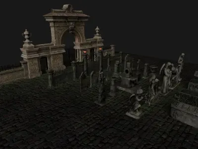 Gothic Graveyard pack Low-poly 3D model