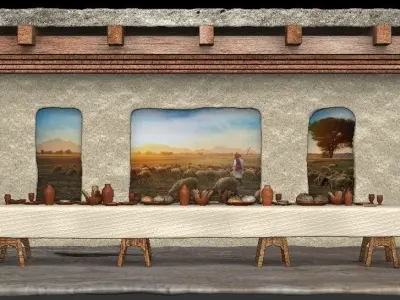 Last Supper 3D 360 degree splitted plus floor 3D print model