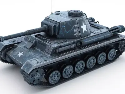 Cracked Star Tank 3D Model SciFi Military Vehicle Low-poly 3D model