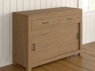 Wide Drawer Teak 3D model
