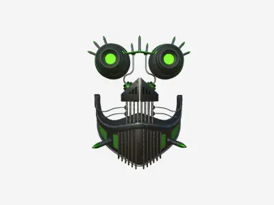 Steampunk Mask A05 Black Green - SciFi Character Design Low-poly 3D model