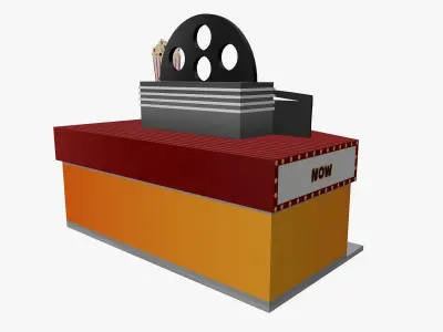 Cartoon Cinema Building Low-poly 3D model