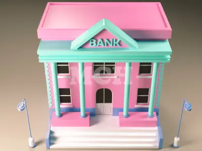 isometric Bank Low-poly 3D model