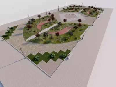 public park-Private Park Landscape 3D model