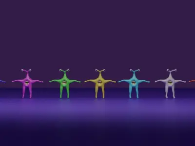 Creatures in various colors 3D model