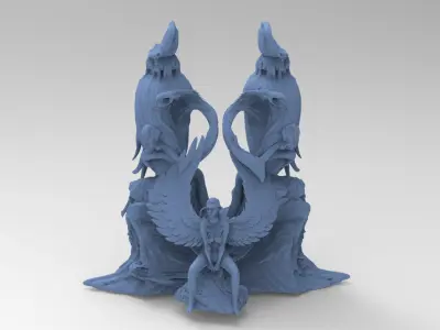 SeaShip stone crest with Egyptian statue 3D model