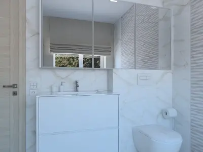 Cozy bathroom with light tiles 3D model purchase