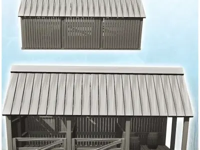 Set of two barns for farm animals and pigs 27 - Cowboy USA Ameri 3D print model