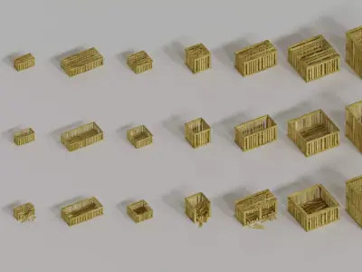 Crates Pack Low-poly 3D model