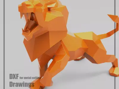 Welding Project Plans Drawings Lion DXF PDF 3D model