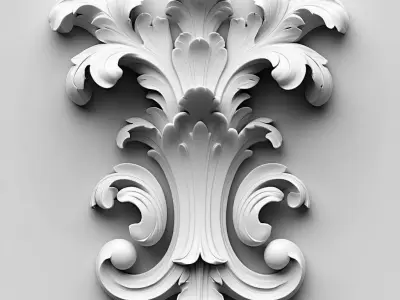 Elegant Ornate Wall Decor Relief Low-poly 3D model