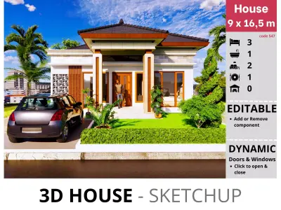 House 9x16m code 547 - Sketchup 3D model 3D model 3D model