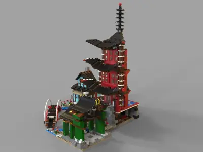 Lego chinese temple 3D model