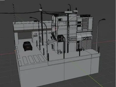 miniature night city Free low-poly 3D model