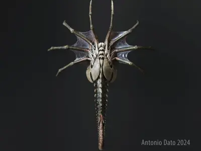 Alien Queen Facehugger PBR Low-poly 3D model