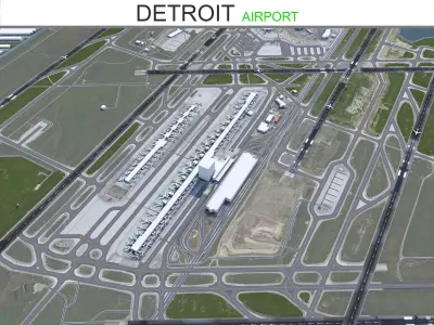 Detroit Airport 12km Low-poly 3D model