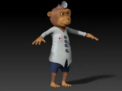 Monkey doctor Low-poly 3D model