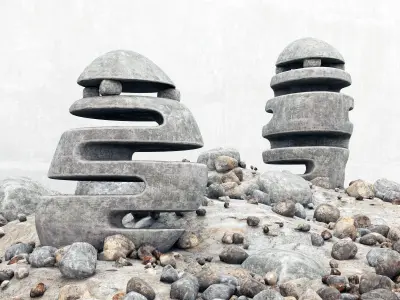 Flower bed of stones 3D model