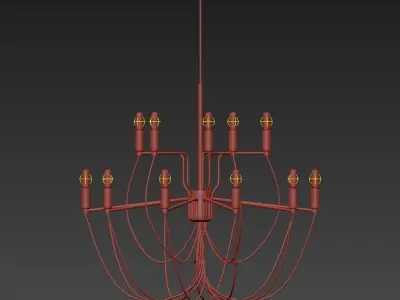 Chandelier modern in gold 3D model
