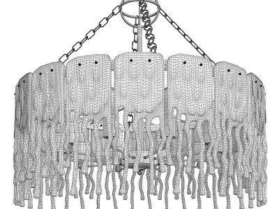 SPRING chandelier with clear glass and brass Low-poly 3D model