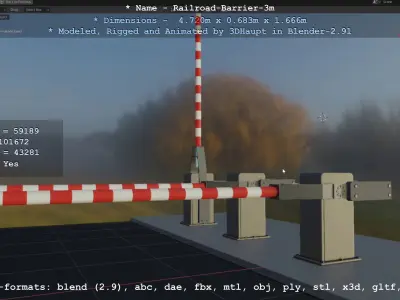 Railroad Barrier 3m High and Low-Poly 3D Model Pack