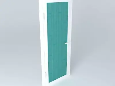 Steel door with glass and fence 3D model
