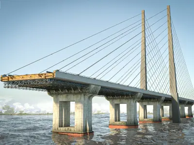 Bridge in desert 3D model