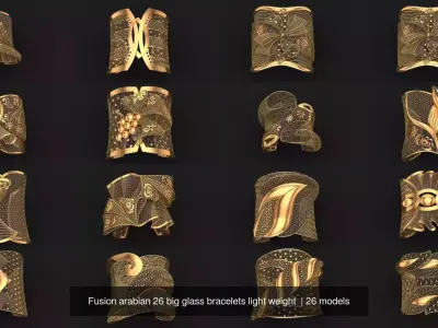 Fusion arabian 26 big glass bracelets light weight  3D Model Pack
