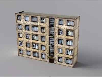 Street wall building Low-poly 3D model Low-poly 3D model