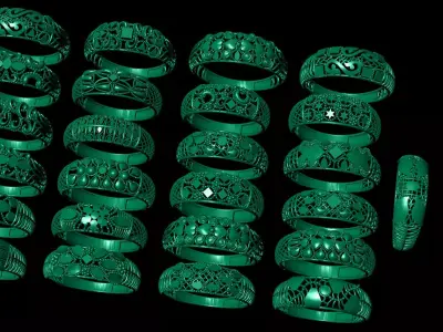 100 Light Weight  Ladies Rings 3D print model