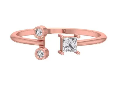 Three Stone Light Weight Band Ring 3D print model 5