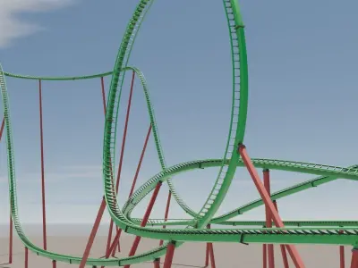 Rollercoaster 3D model Low-poly 3D model