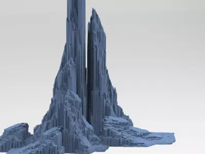 Halo Forerunner Inspired Mountain Rocks 3 3D model