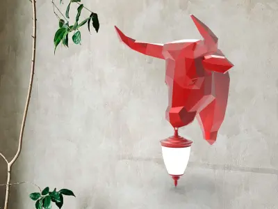 Bull Head Wall Lamp 3D print model buy