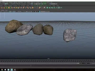 Stones rocks in software Low-poly 3D model