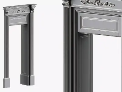 Classic style painted wooden doors 3D model