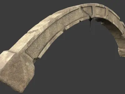 SandStone Arch with Ornaments Low-poly 3D model